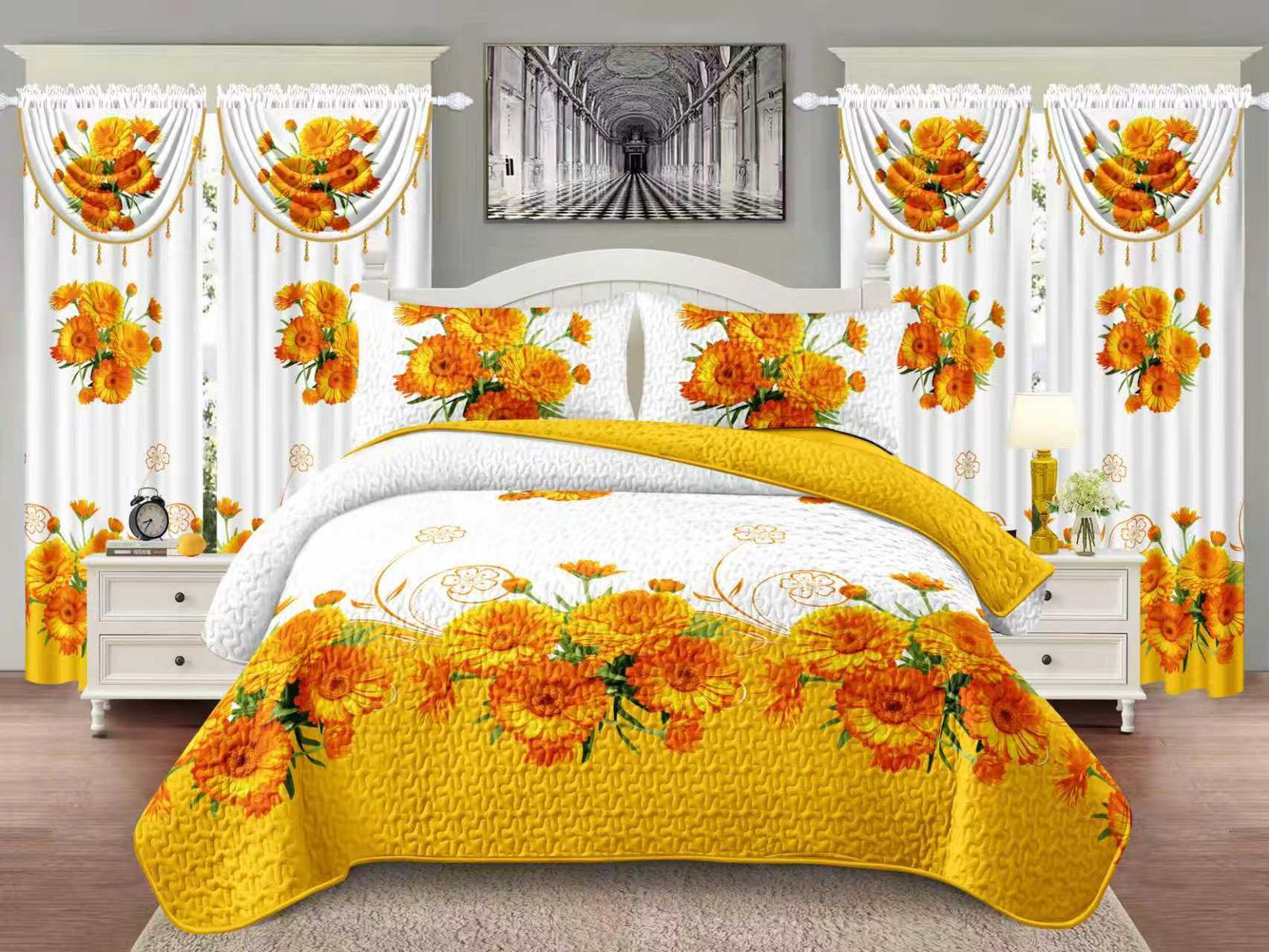 Sunflower 7-Piece Luxury Bedding and Curtain Set