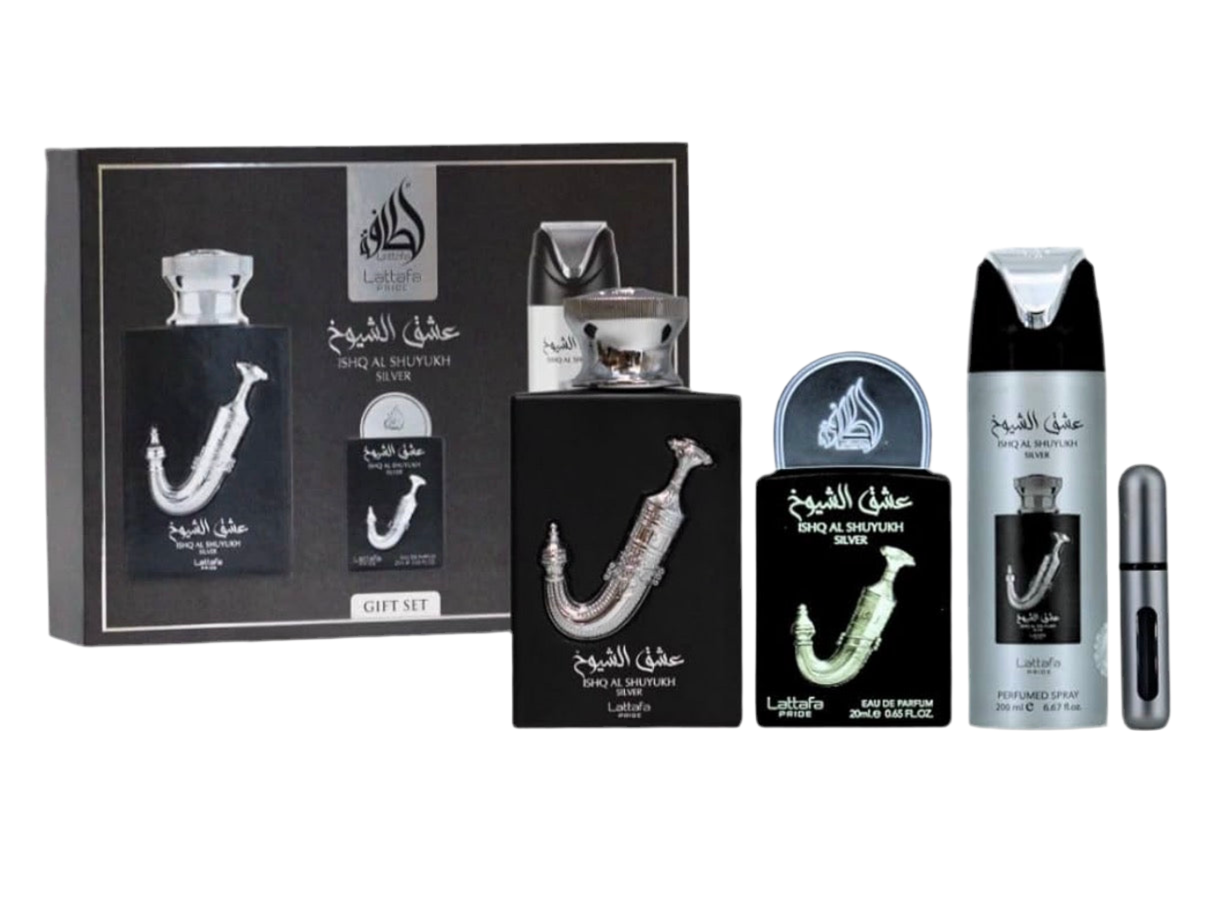 Lattafa Pride Ishq Al Shuyukh Silver 3-Piece Gift Set