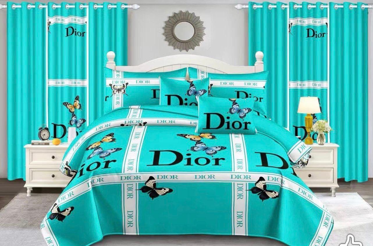 Turquoise Designer-Inspired 9-Piece Bedding and Curtain Set